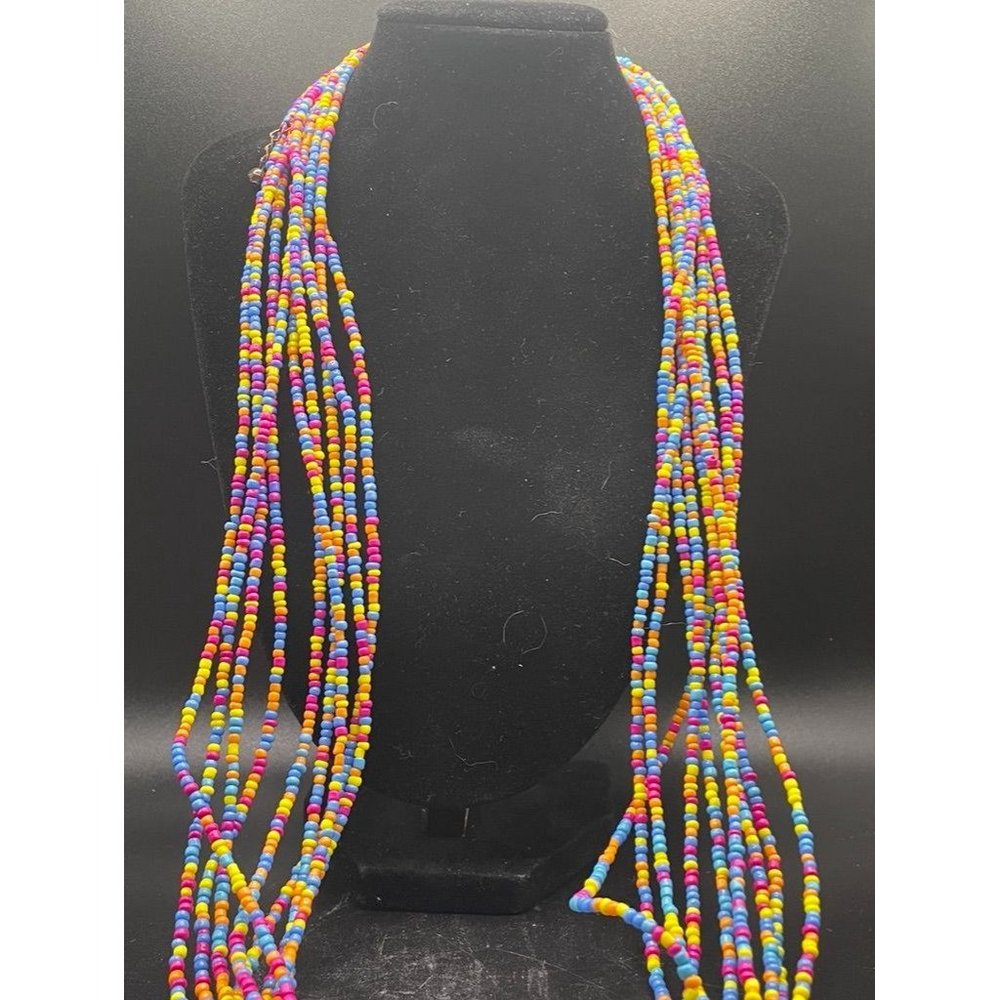 Seed Bead Multi Colored Multi Layered Statement N… - image 2